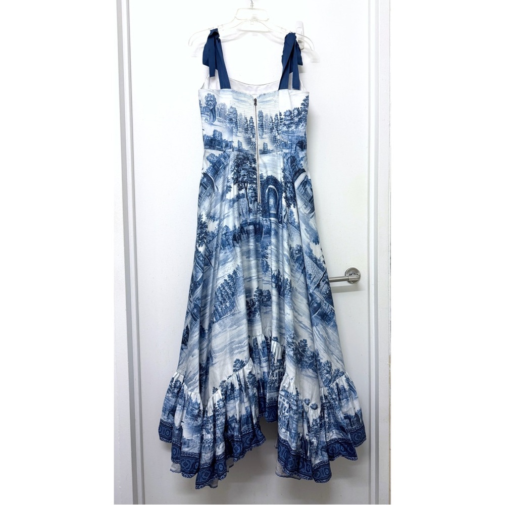Alice + Olivia Rosalee Chateau Toile de Jouy Maxi Dress Blue Floral Bustier 10 - Picture 9 of 16